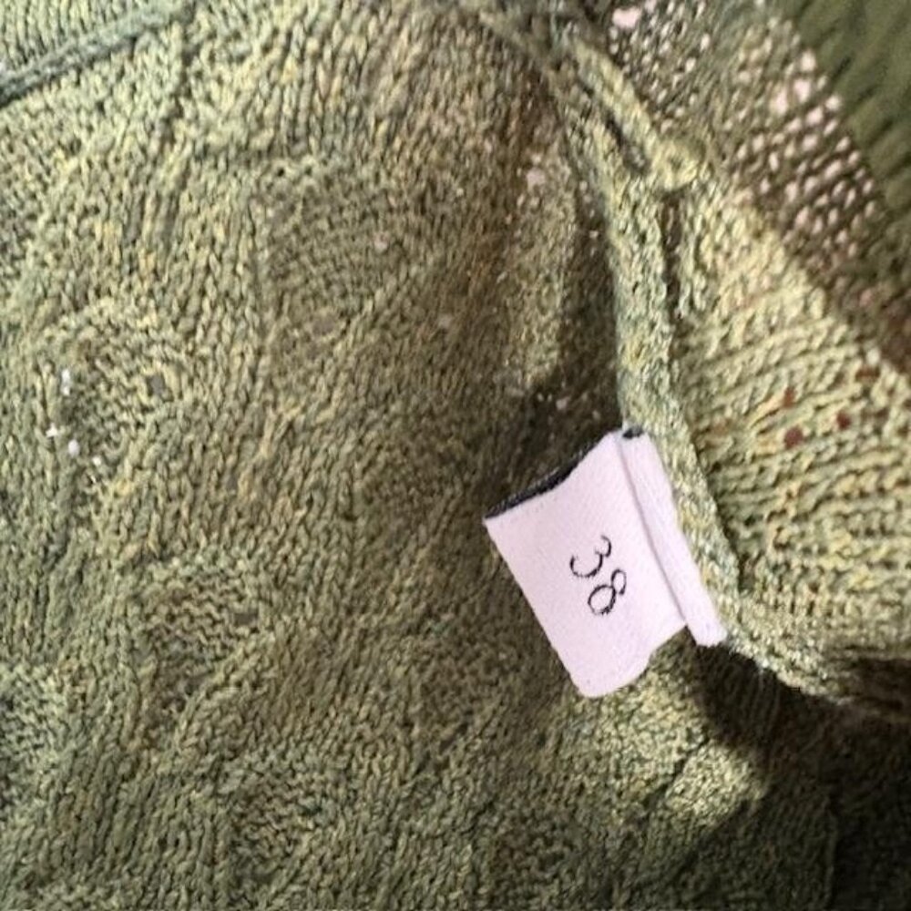Sandro Dress Womens 38 Green Knit Collared Fit & Flare Sweater Short Sleeve - Picture 4 of 8